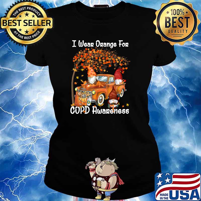 I wear Orange Gnome Ribbon Truck for COPD Awareness Month T-Shirt Ladies tee