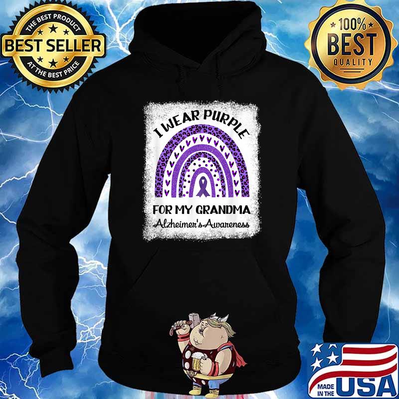 I Wear Purple for My Grandma Alzheimer's Awareness Rainbow Leopard T-Shirt Hoodie