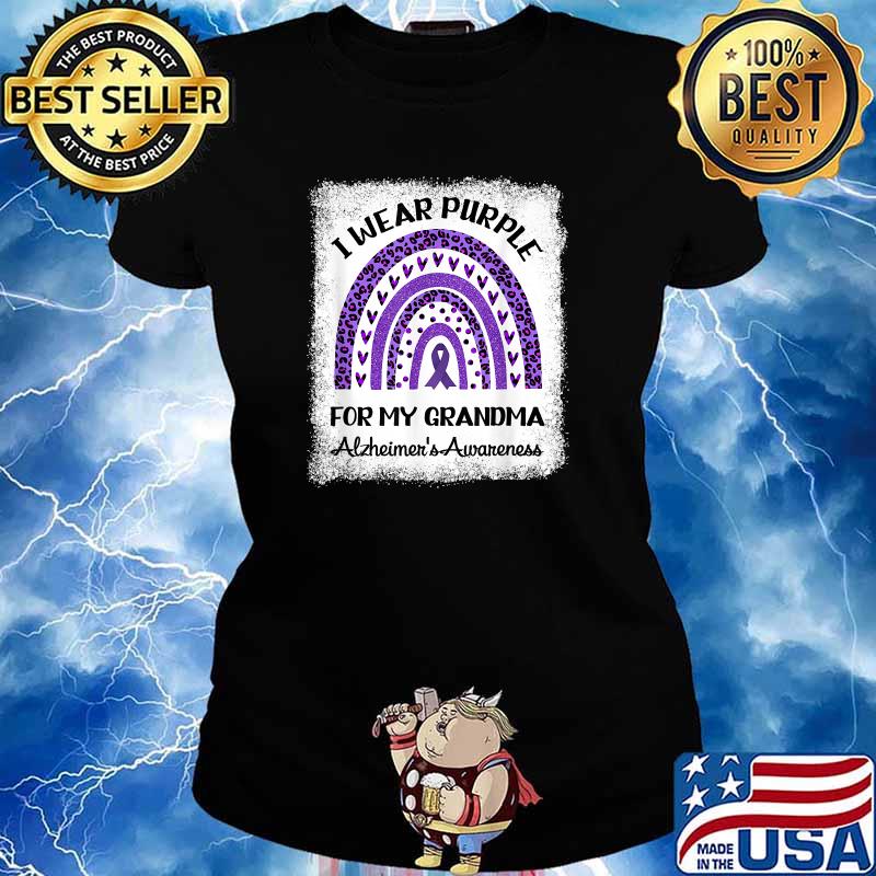 I Wear Purple for My Grandma Alzheimer's Awareness Rainbow Leopard T-Shirt Ladies tee