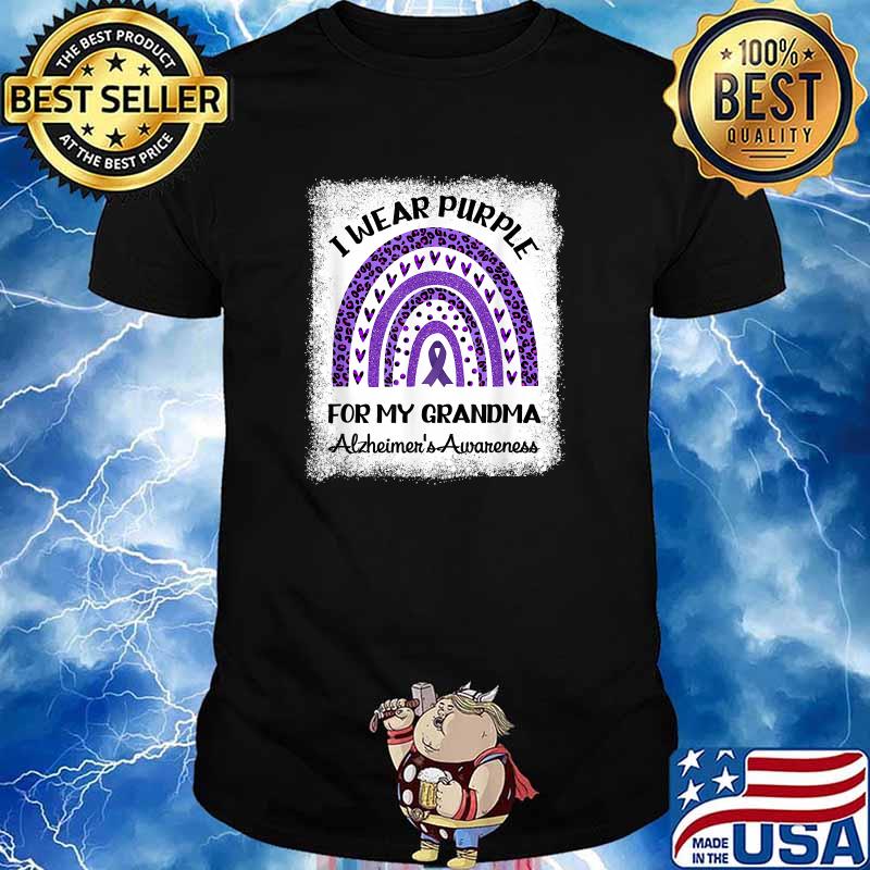 I Wear Purple for My Grandma Alzheimer's Awareness Rainbow Leopard T-Shirt