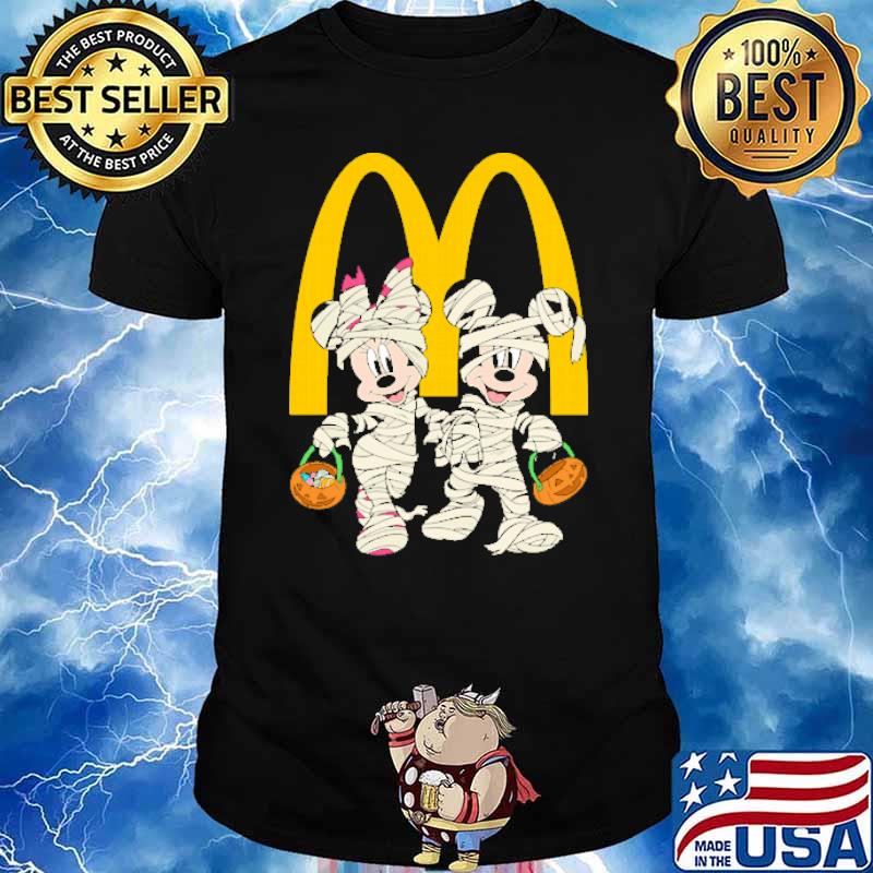 Mcdonalds logo minnie and mickey mouse shirt