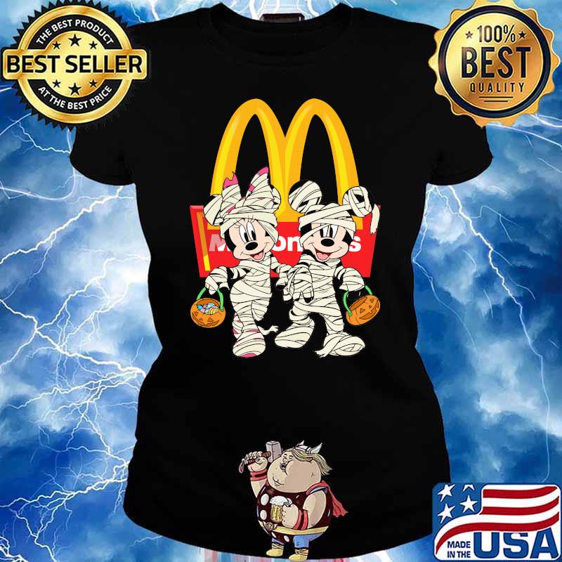 Mcdonalds logo with minnie and mickey mouse s Ladies tee