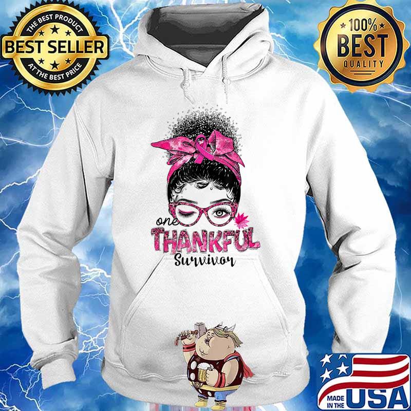 One Thankful Survivor Afro Black Women Breast Cancer T-Shirt Hoodie