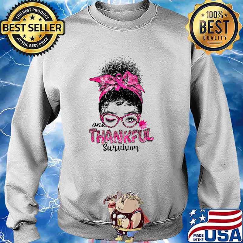 One Thankful Survivor Afro Black Women Breast Cancer T-Shirt Sweater