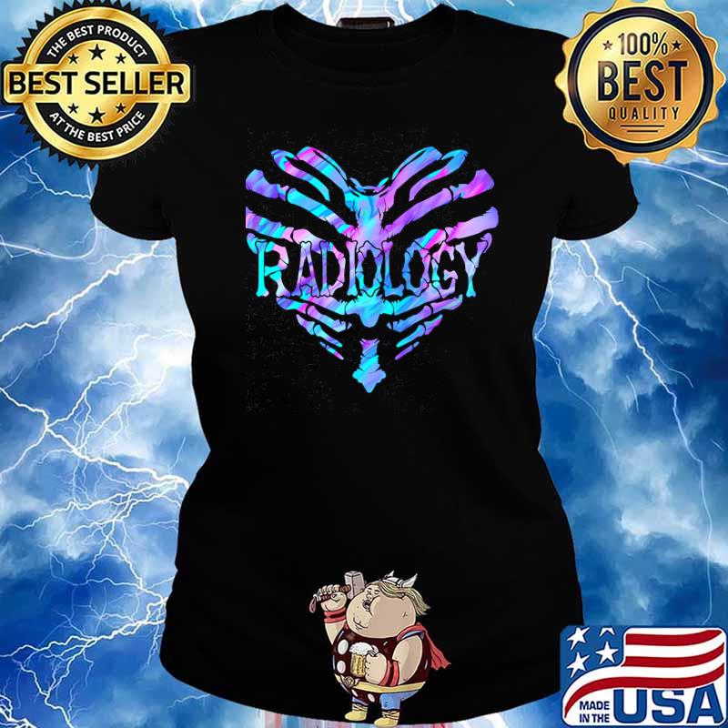 Radiology heart skeleton hologram s Ladies tee