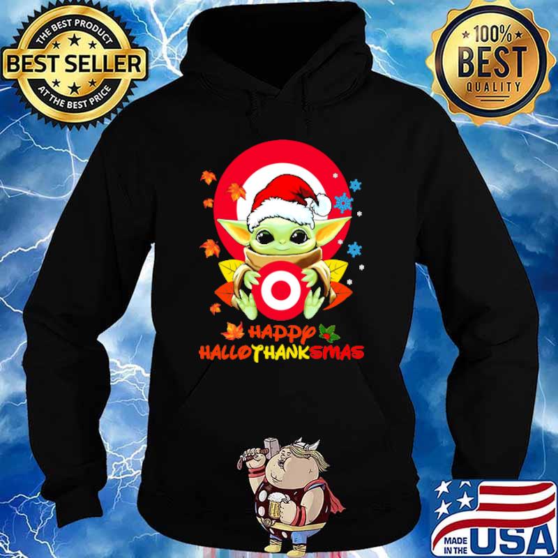 Target logo yoda holding happy hallothanksmas santa hat s Hoodie