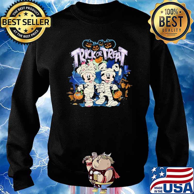 Trick or treat minnie and mickey mouse trumpkin s Sweater