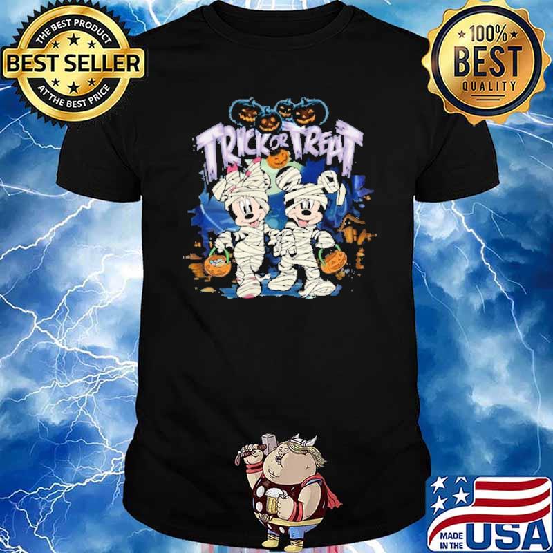 Trick or treat minnie and mickey mouse trumpkin shirt