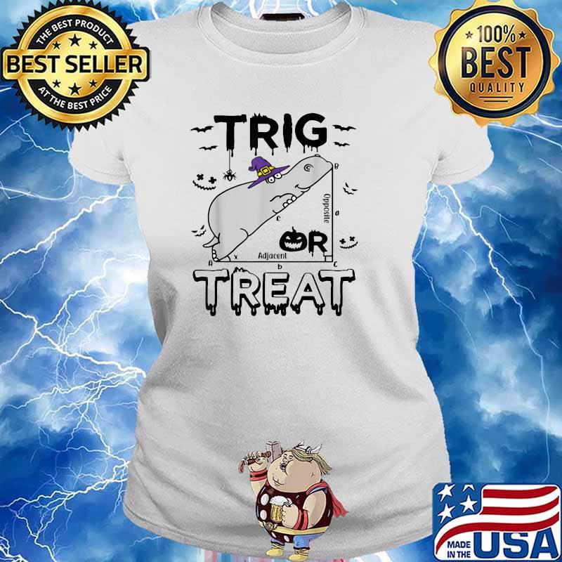 Trig Or Treat Hippopotamus Math Teacher Costume Halloween T-Shirt Ladies tee