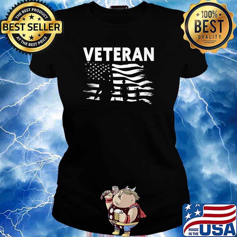 Veteran USA Flag Soldier Military Army T-Shirt Ladies tee