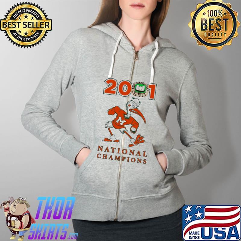 2001 Football National Champions Miami Hurricanes Dyme s Full Zip Hooded
