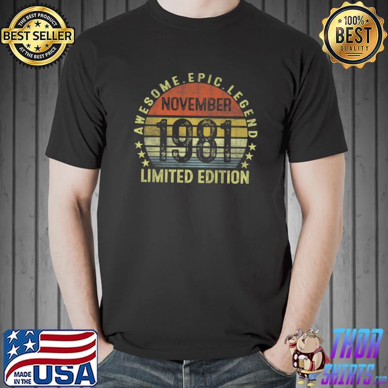 40 Year Old 40th Birthday Gift Awesome Since November 1981 Premium T-Shirt