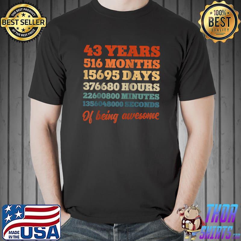 43 years of being awesome 43th Birthday Decorations Party Raglan Baseball T-s Unisex