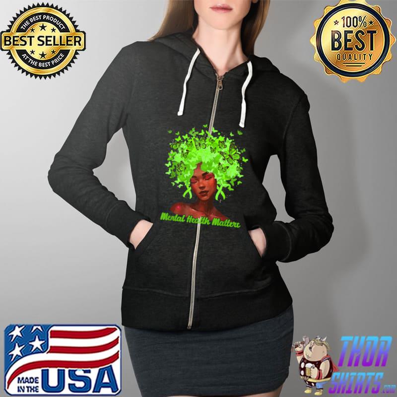 African American Mental Health Matters Woman Warrior Queen T-Shirt Full Zip Hooded