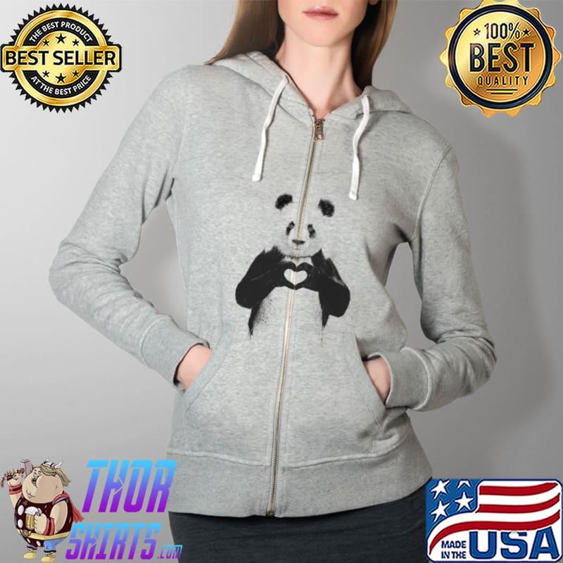 All You Need Is Love Panda Shirt Full Zip Hooded