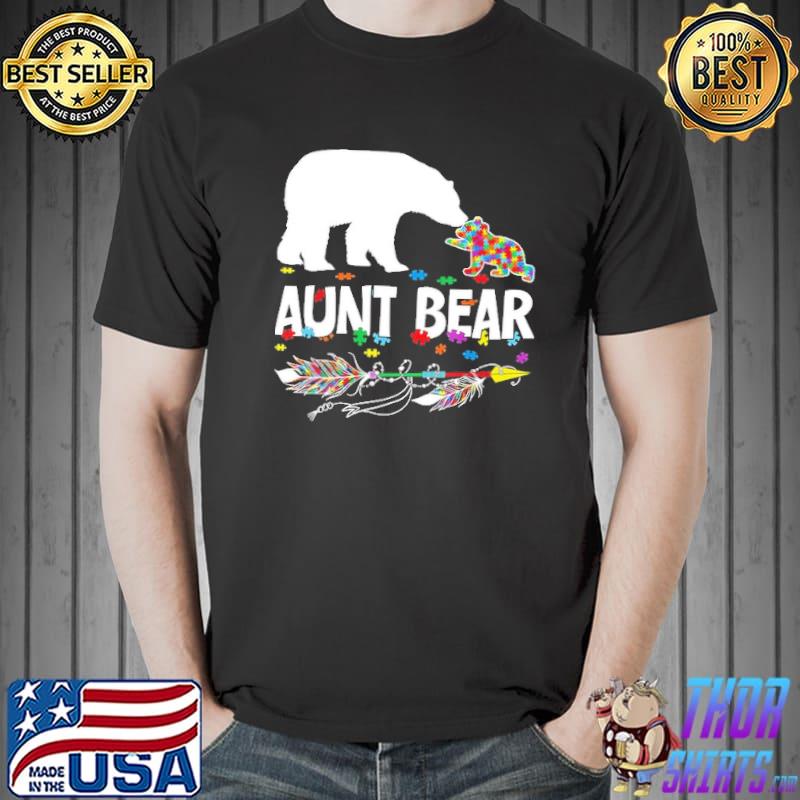 Aunt Bear Autism Awareness Colorful Shirt Unisex