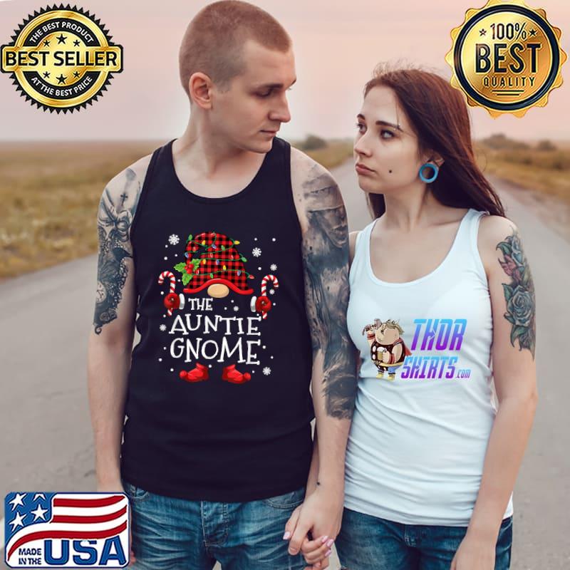 Auntie Gnome Buffalo Plaid Christmas Tree Family Xmas T-Shirt Tank Top