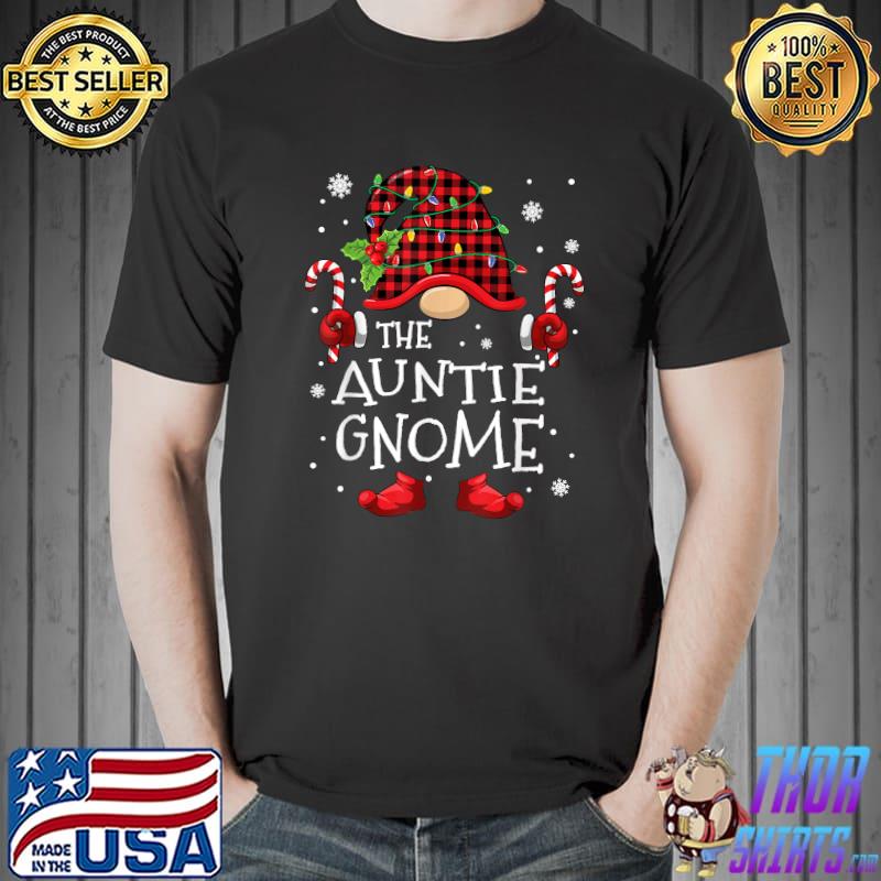 Auntie Gnome Buffalo Plaid Christmas Tree Family Xmas T-Shirt