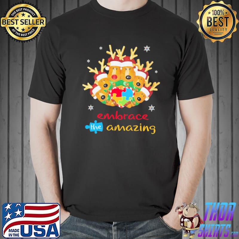 Autism Awareness Reindeer Family Embrace The Amazing Christmas Shirt Unisex