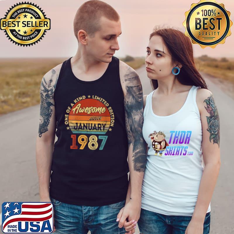 Awesome since Vintage January 1987 Retro 35 Year Old 35th Birthday T-Shirt Tank Top