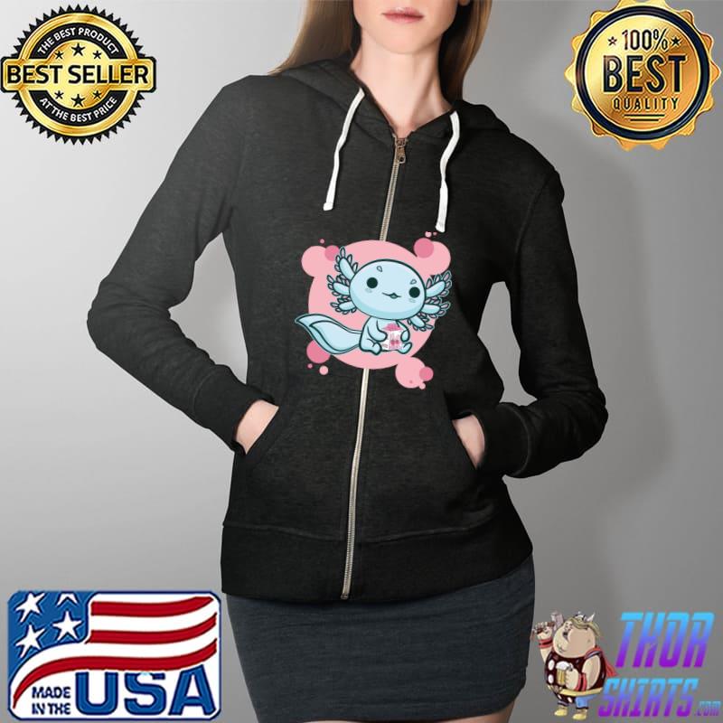 Axolotl Japanese Otaku Anime Strawberry Milkshake Relaxolotl T-s Full Zip Hooded