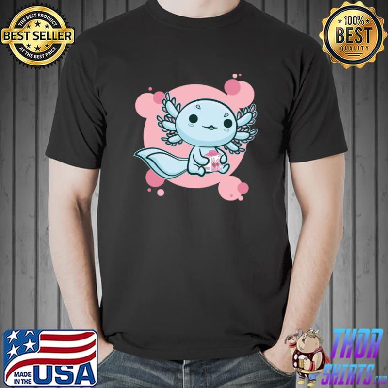 Axolotl Japanese Otaku Anime Strawberry Milkshake Relaxolotl T-shirt
