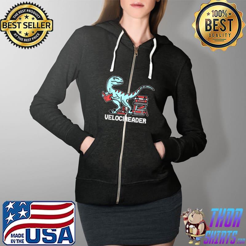 Azeala Velocireader Classic- Velocireader T-Rex Reading Book T-Shirt Full Zip Hooded