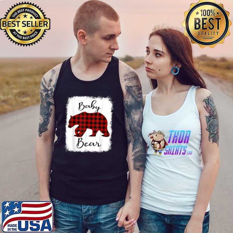 Baby Bear Matching Family Christmas Red Plaid Pajama T-Shirt Tank Top