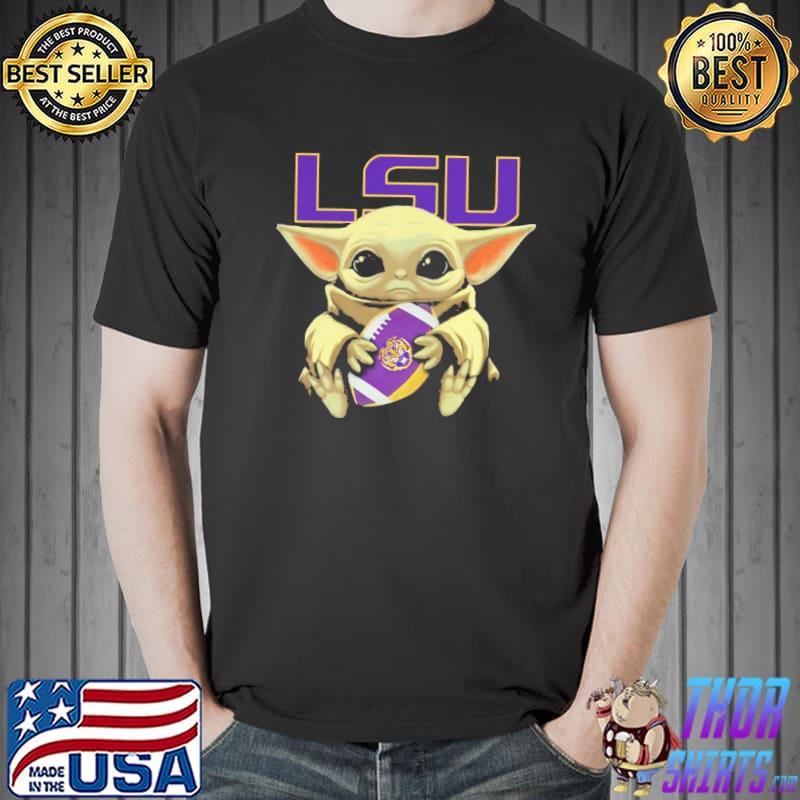 Baby Yoda Hug Lsu Tigers Football Shirt