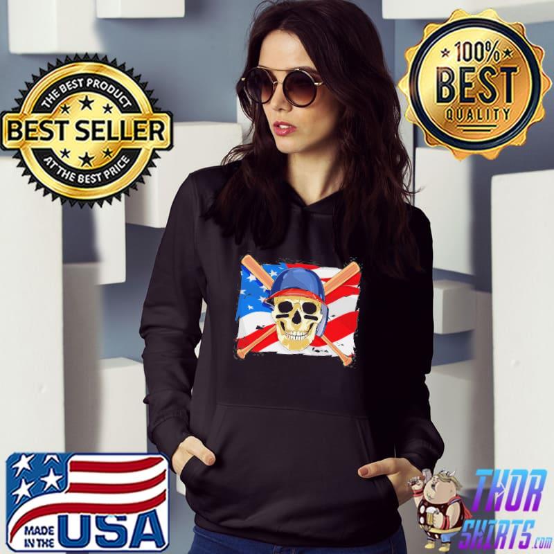 Baseball Skull 4Th Of July American Player Usa Flag shirt