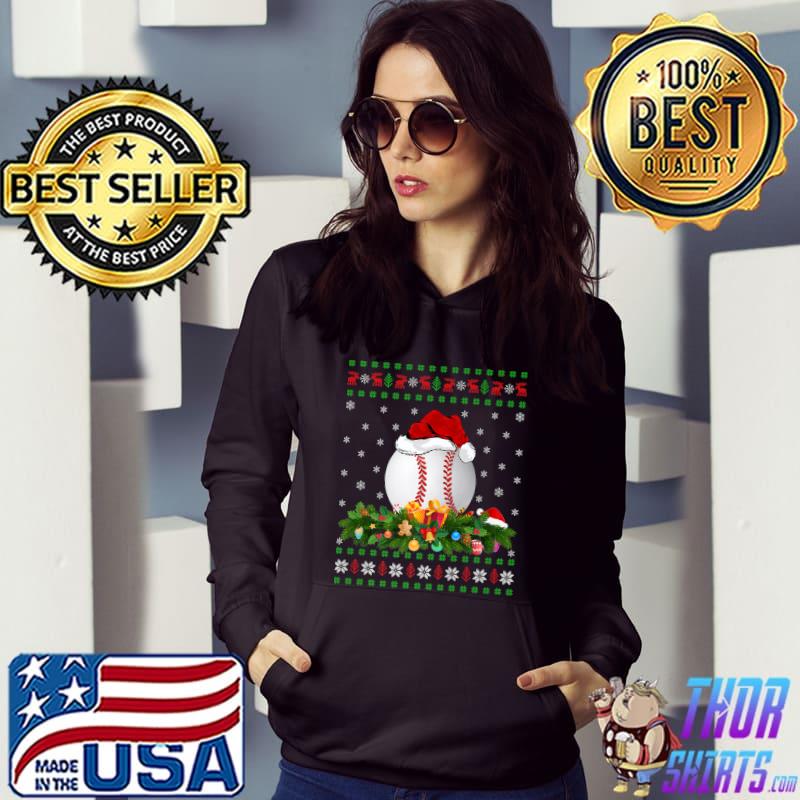 Baseball Sports Lover Xmas Santa Hat Ugly Baseball Christmas Premium T-Shirt Hoodie