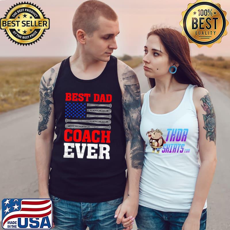 Best Dad Coach Ever Baseball USA Pitcher Catcher Baseball T-Shirt Tank Top