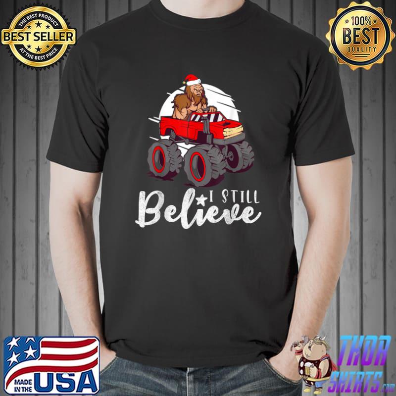 Bigfoot Sasquatch Yeti Believe Riding Monster truck T-Shirt