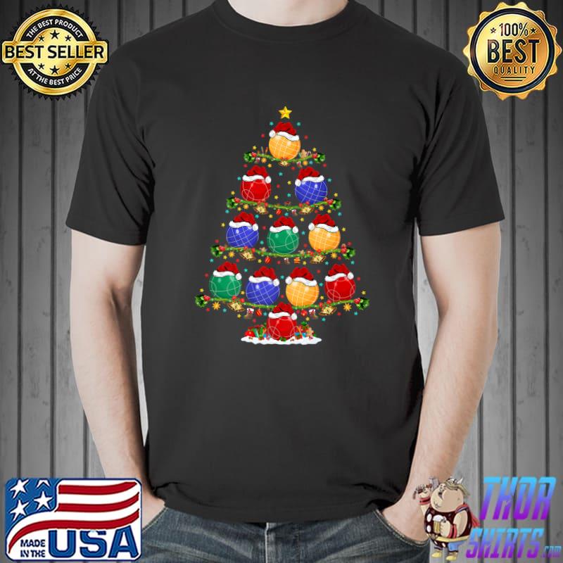 Bocce Lover Xmas Lighting Santa Bocce Christmas Tree Premium T-Shirt