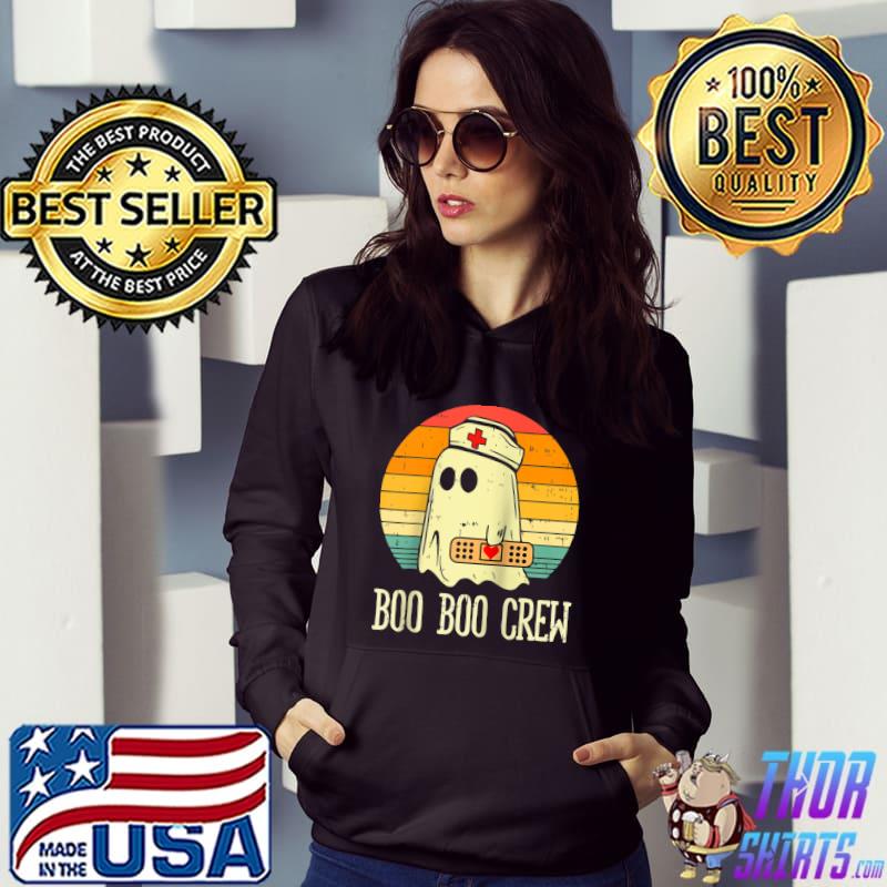 Boo Boo Crew Nurse Ghost Funny Halloween Costume Raglan Baseball T-s Hoodie