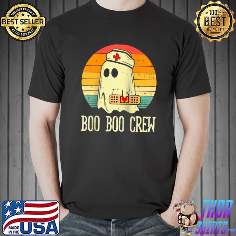 Boo Boo Crew Nurse Ghost Funny Halloween Costume Raglan Baseball T-shirt