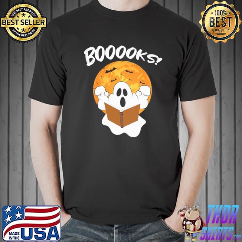 Booooks read book blood moon halloween shirt