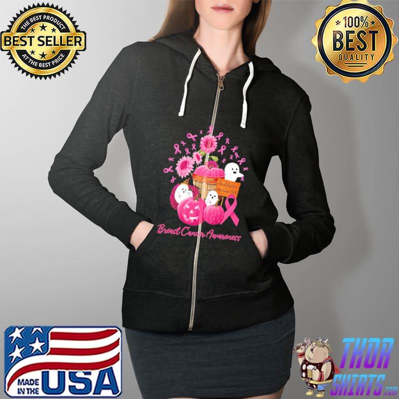 Breast Cancer Awareness Boo Halloween Pumpkin Shirt Full Zip Hooded