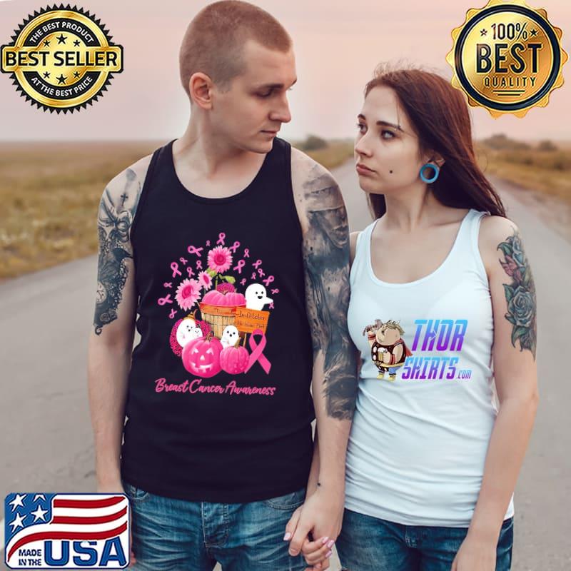 Breast Cancer Awareness Boo Halloween Pumpkin Shirt Tank Top