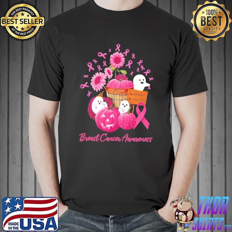 Breast Cancer Awareness Boo Halloween Pumpkin Shirt Unisex