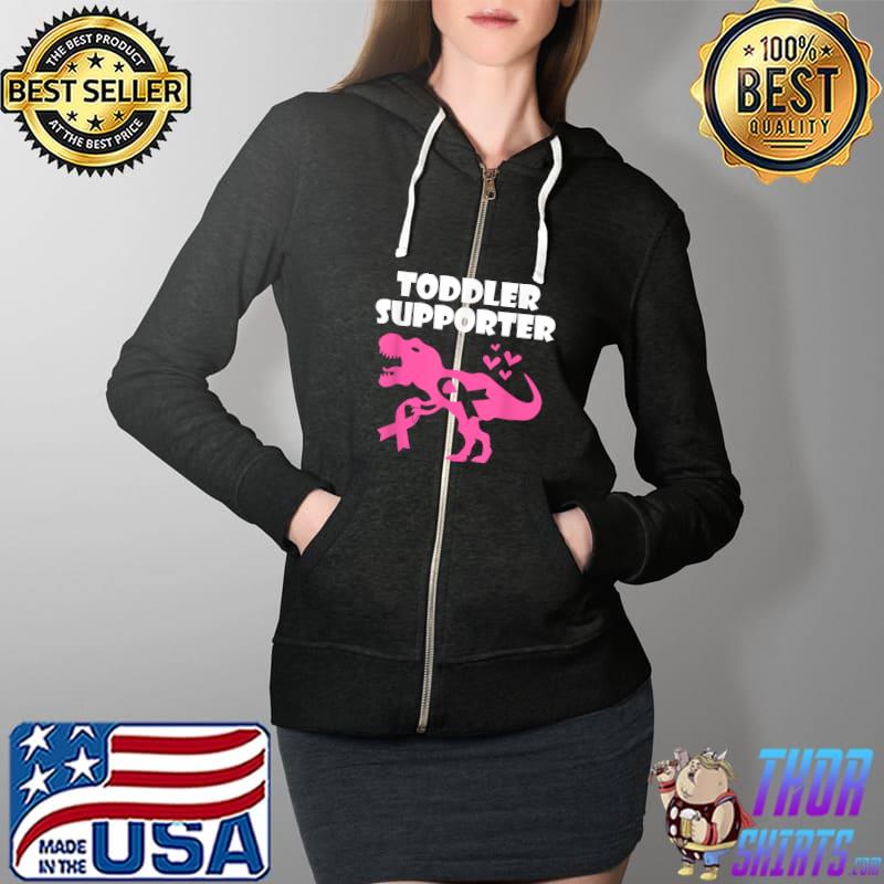 Breast Cancer Awareness Toddler Supporter T-Rex Kids Boys T-Shirt Full Zip Hooded