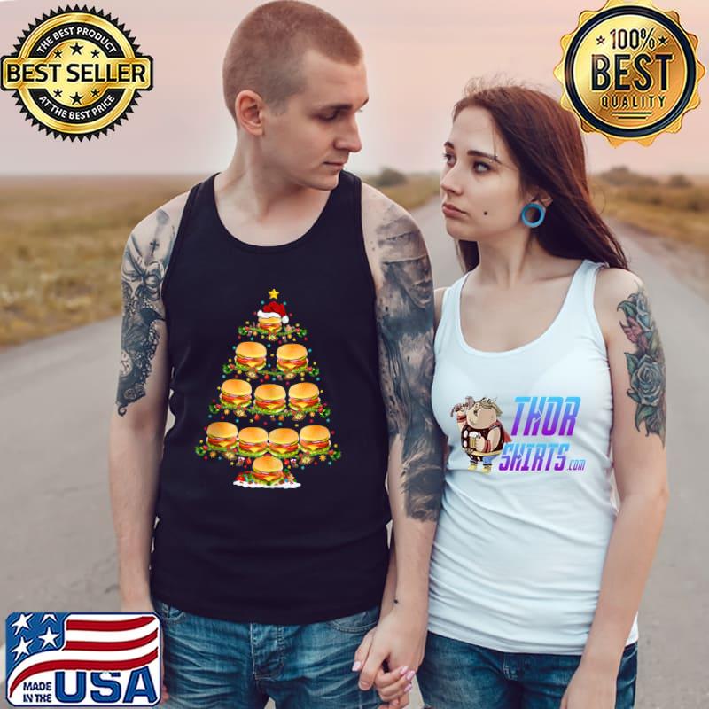 Burger Lover Xmas Lighting Santa Burger Christmas Tree T-s Tank Top