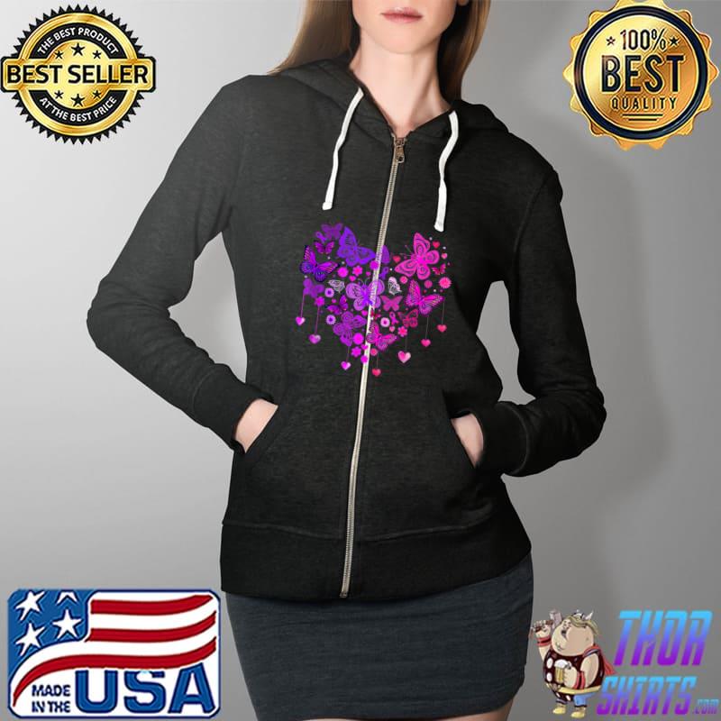 Butterfly Heart Breast Cancer - Domestic Violence Awareness T-s Full Zip Hooded