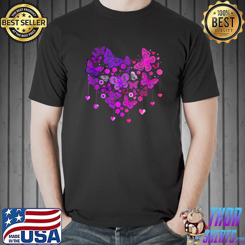 Butterfly Heart Breast Cancer - Domestic Violence Awareness T-shirt
