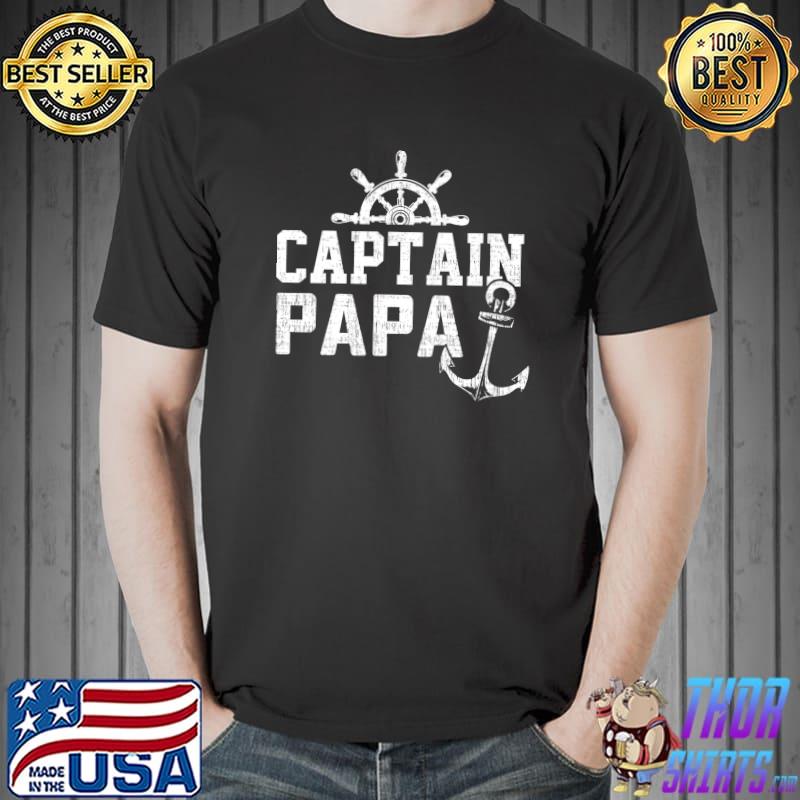 Captain Papa Pontoon Boating Fishing Lake Sailing Family T-Shirt Unisex