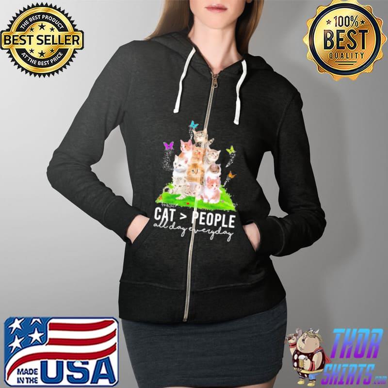 Cats Over People All Day Everyday Butterfly Shirt Full Zip Hooded