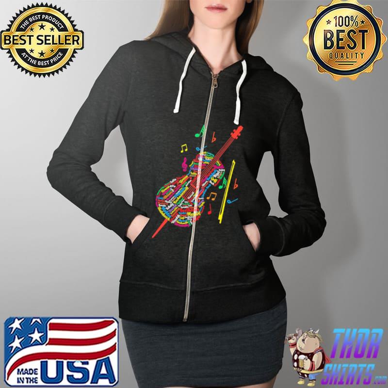 Cello Text Mozart Beethoven Orff Verdi Colorful Shirt Full Zip Hooded