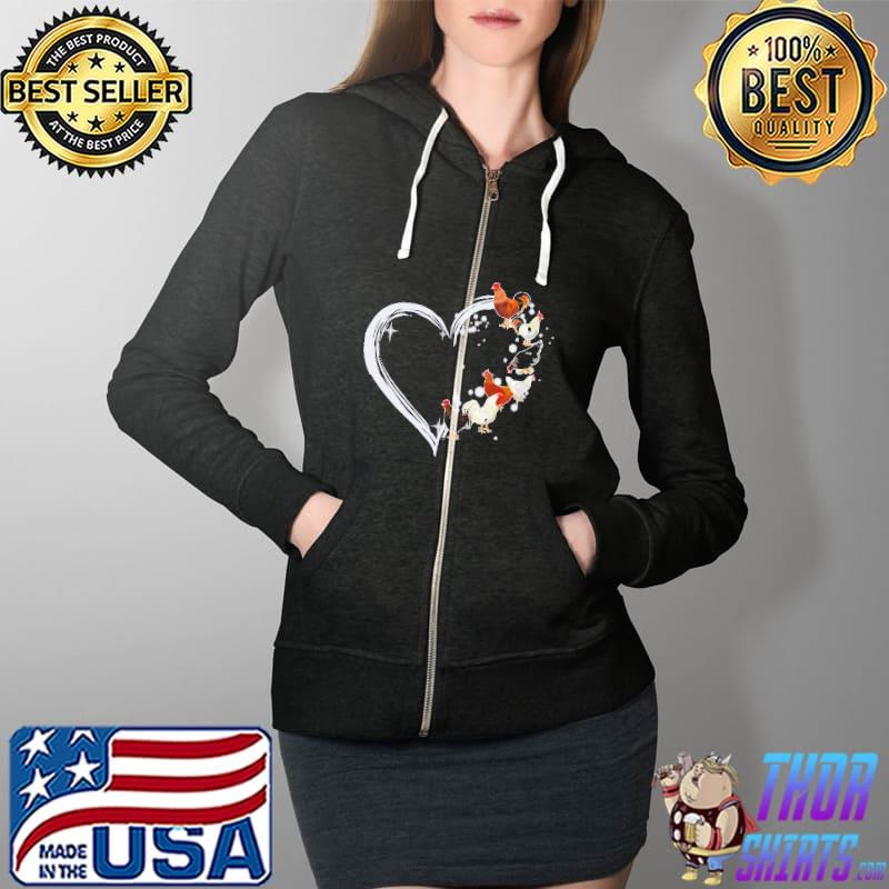 Chicken Loves Heart Shirt Full Zip Hooded