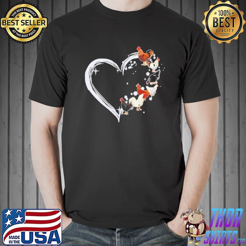 Chicken Loves Heart Shirt Unisex