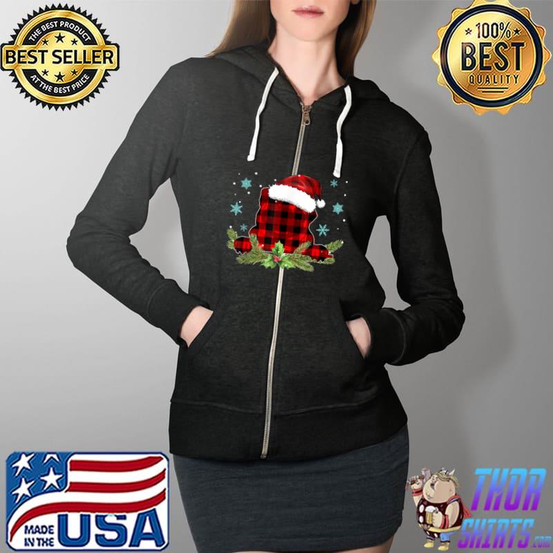 Christmas Buffalo Plaid Pug Shirt Christmas Dog Santa Pajama T-Shirt Full Zip Hooded